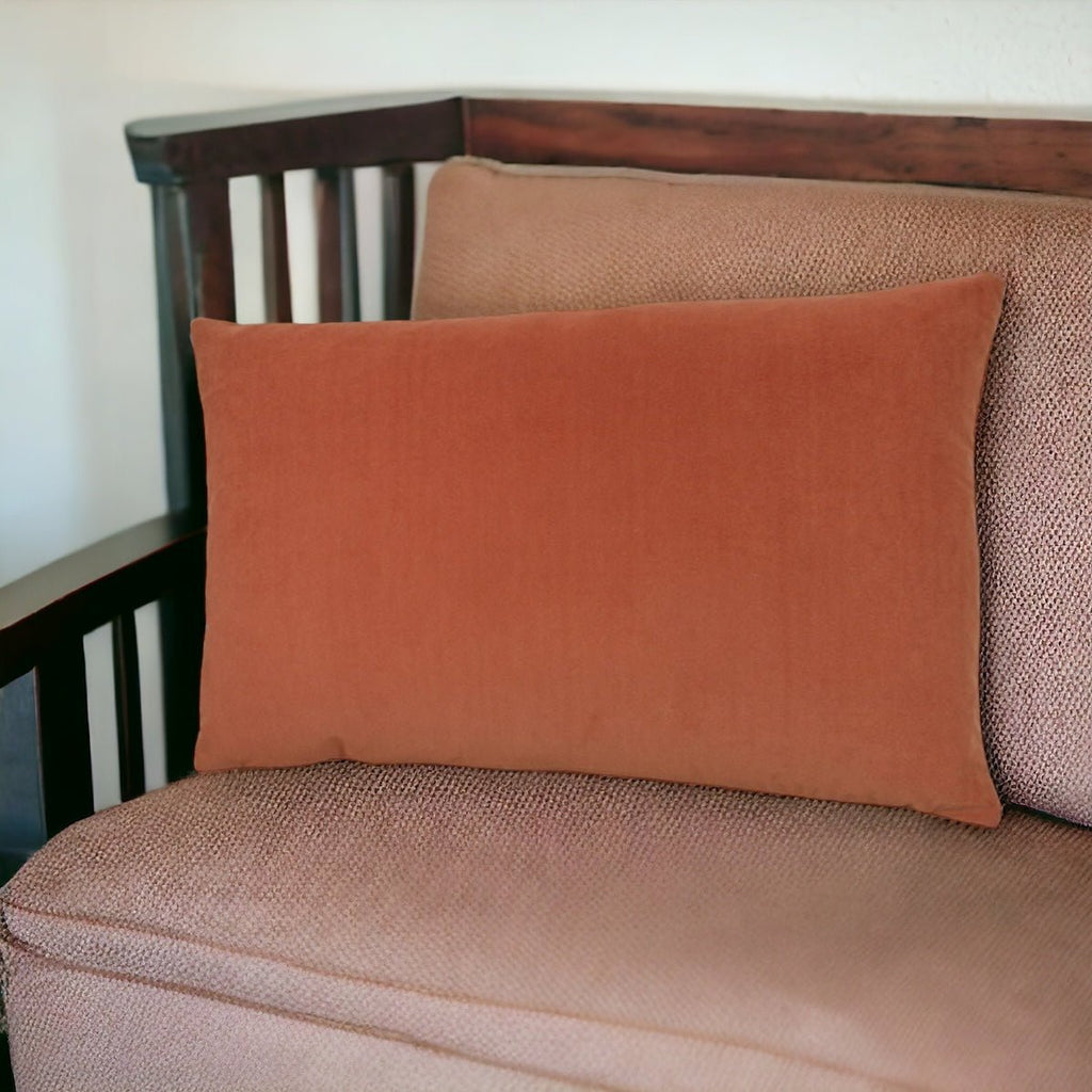 Terracotta Orange Velvet Cushion - Persora