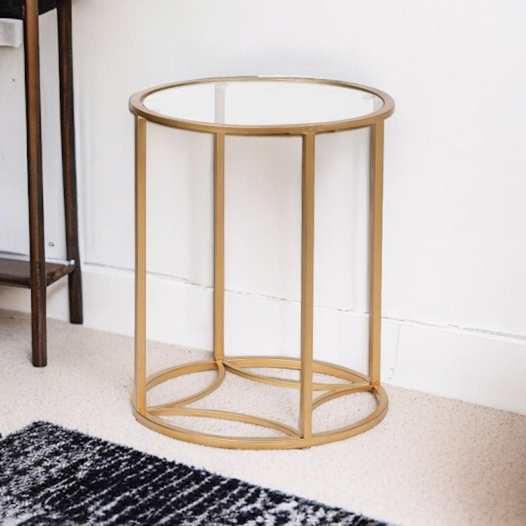 Gold Glass Topped Side Table - Persora