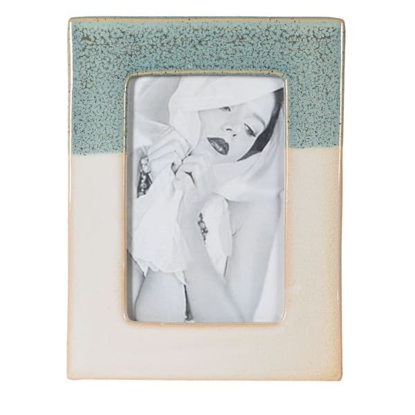 Green and White Dipped Ceramic Photo Frame - Persora