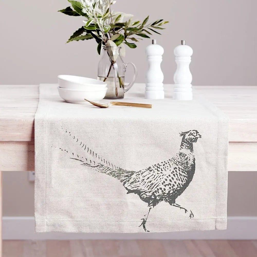 Just Slate Pheasant Linen Table Runner - Persora