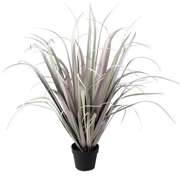 Large Faux Lilac Onion Grass in Black Pot - Persora