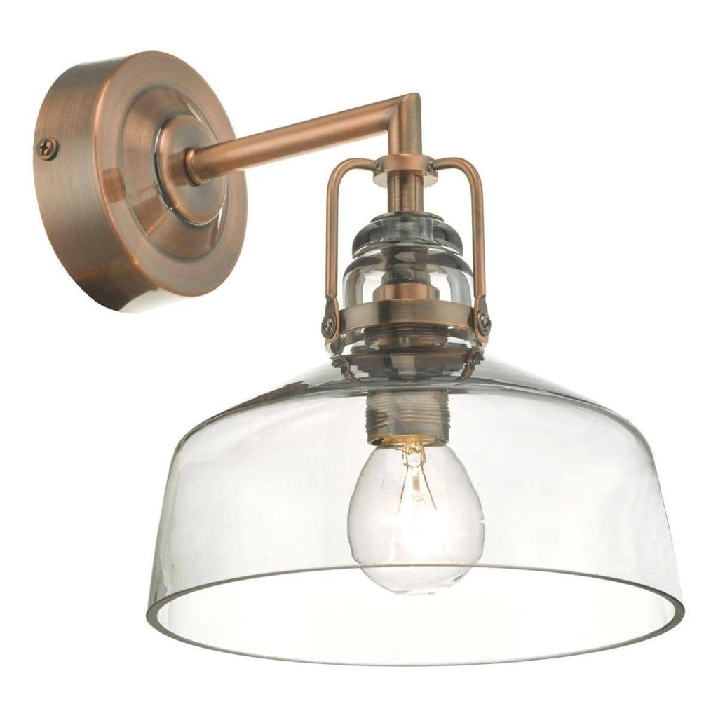 Miles Wall Light Antique Copper Smoked Glass - Persora