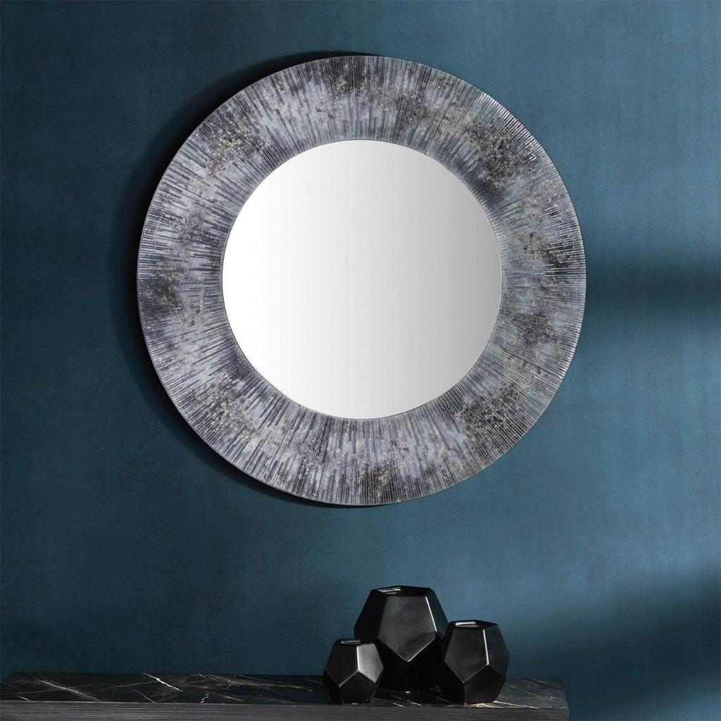 Neome Round Mirror With Purple/Grey Frame 80cm - Persora