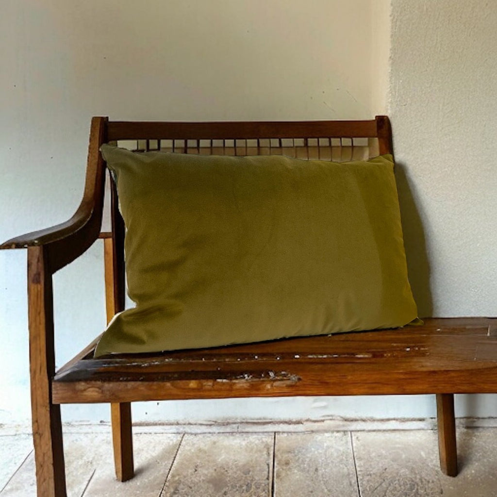 Olive Green Velvet cushion - Persora