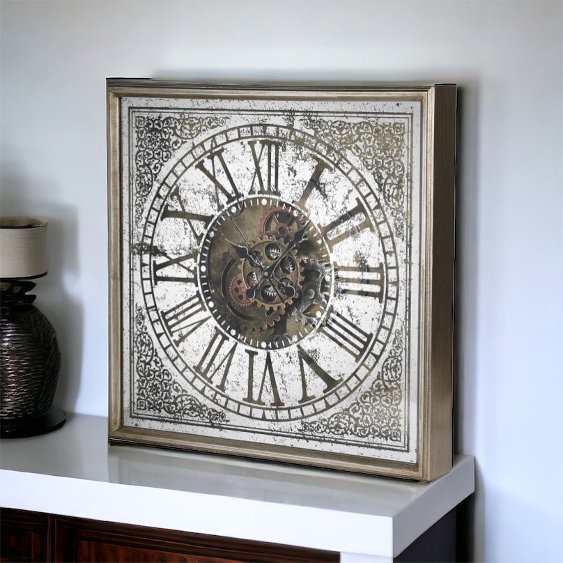 Square Moving Cogs Wall Clock - Persora