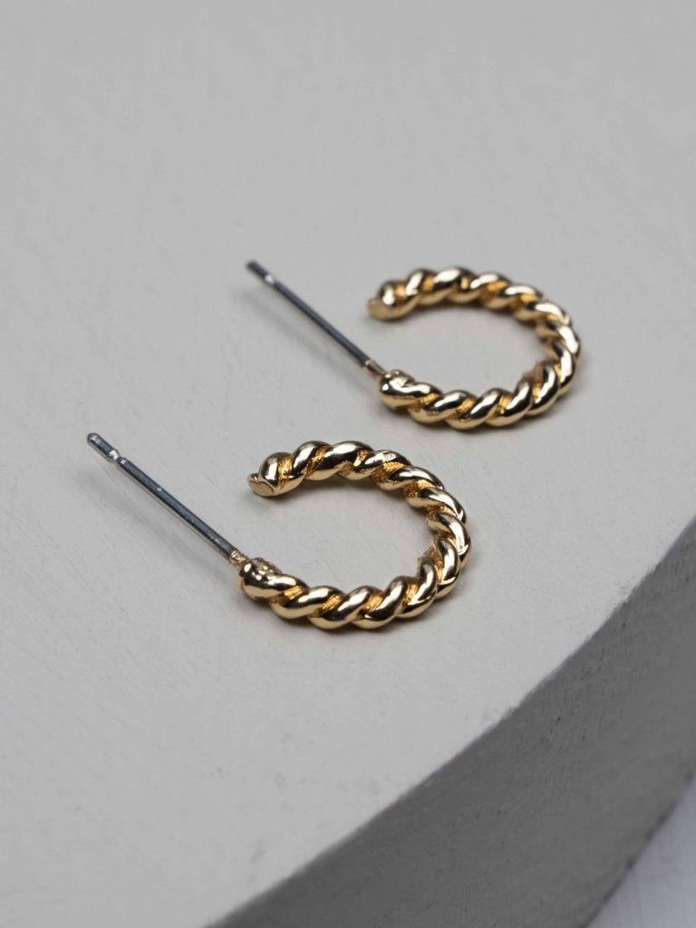 Victoria mini twist hoop earrings-Gold - Persora