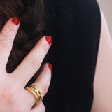 CARALI / MYC Paris - Criss Cross Ring - Gold and Crystal: 56