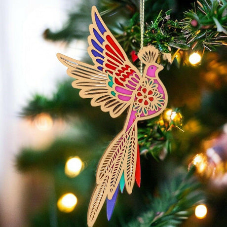 Wooden Bird Rainbow Tree Baublr.