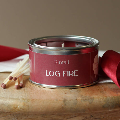Log Fire Paint Pot Candle