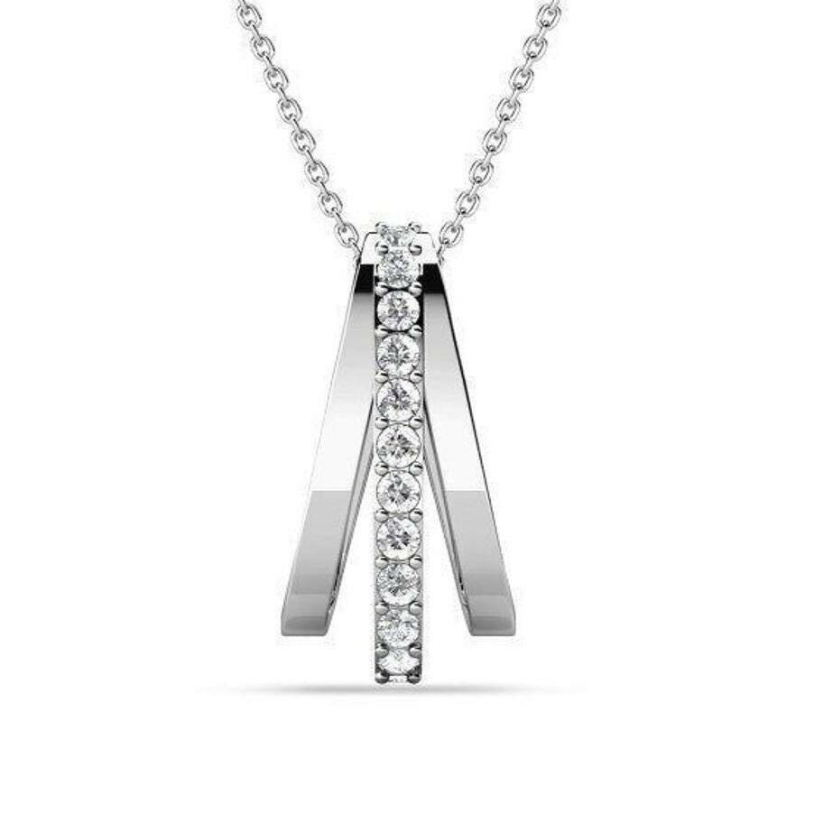 Silver and Crystal Drop Pendant.