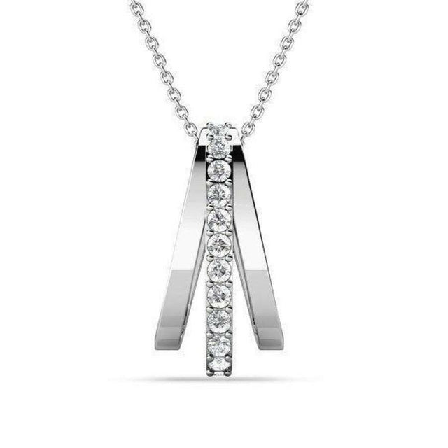 Silver and Crystal Drop Pendant.