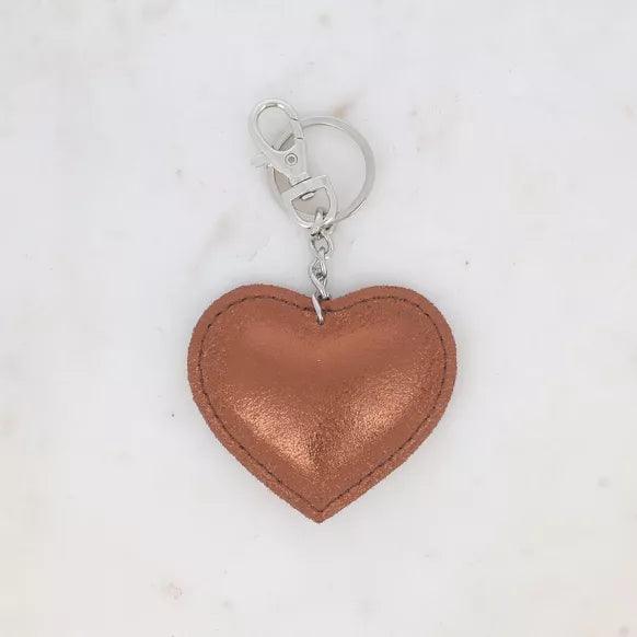 Bronze leather heart Key ring.