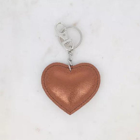 Bronze leather heart Key ring.