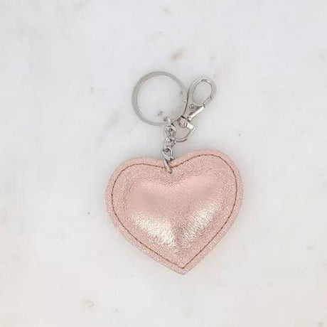 Champagne leather heart Key ring.
