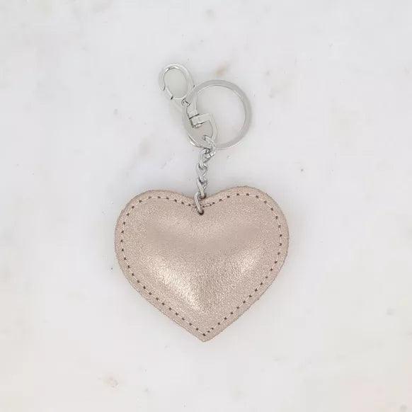 Rose Gold leather heart Key ring.