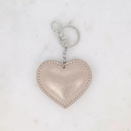 Rose Gold leather heart Key ring.
