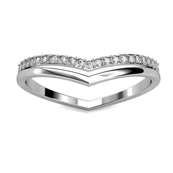 Silver and Crystal Wavy Ring.