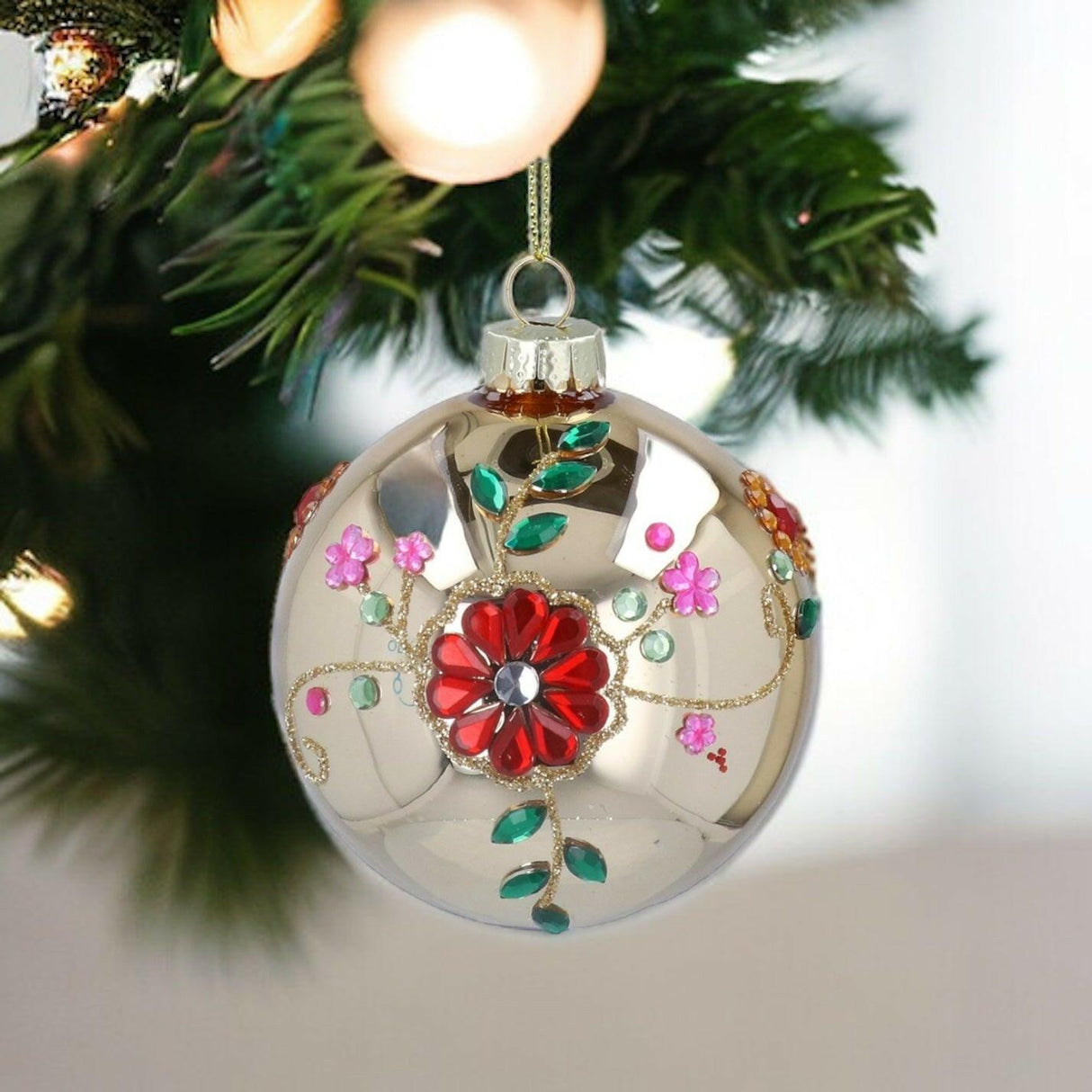Jeweller Flower Glass Bauble.