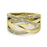 CARALI / MYC Paris - Criss Cross Ring - Gold and Crystal: 56