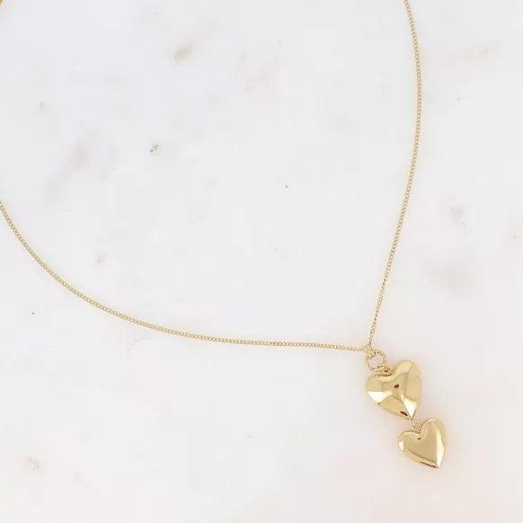 Necklace - double heart pendant.