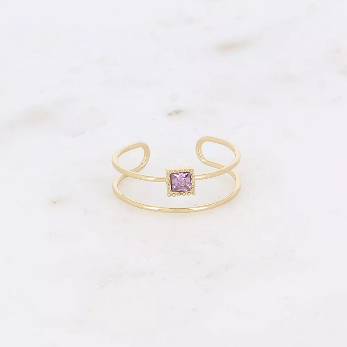 Violet Square Crystal Ring