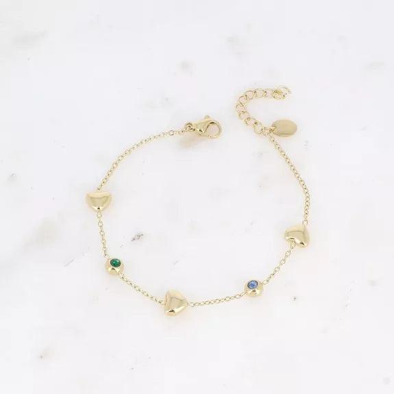 Bracelet - hearts and zirconium.