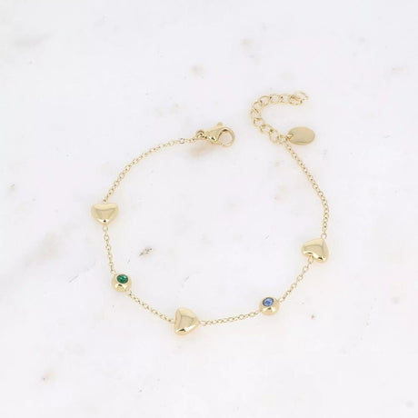 Bracelet - hearts and zirconium oxides.