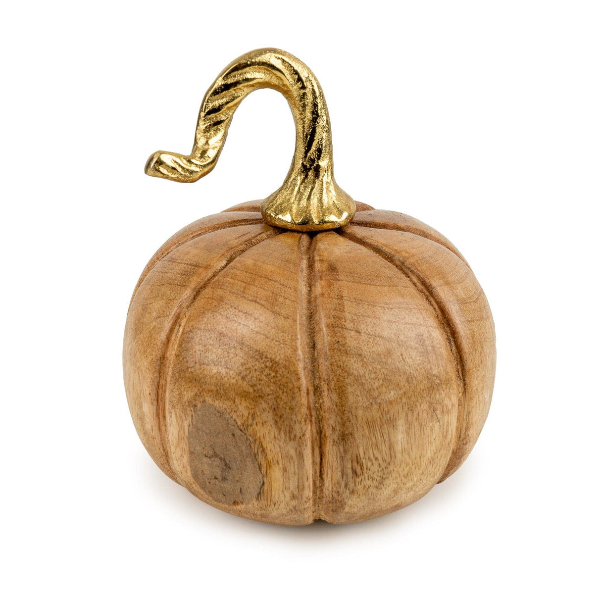 Medium Mango Wood Pumpkin Metal Stem