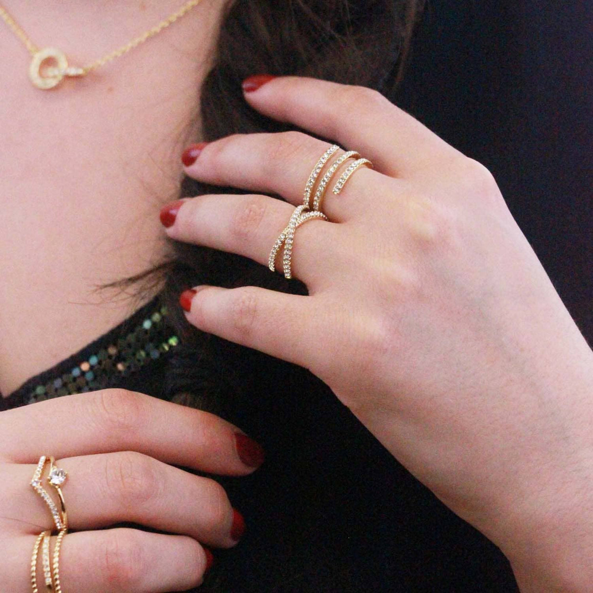 CARALI / MYC Paris - Spiral ring - gold and crystal: 54