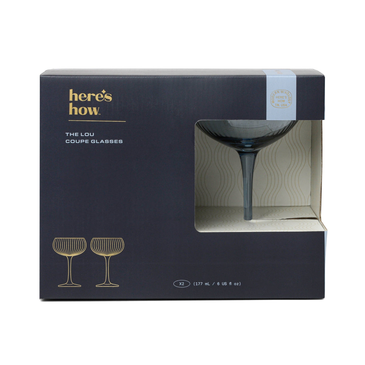 Here's How "The Lou" Coupe Glass - Set of 2 Blue