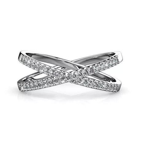 Silver and Crystal Criss Cross Ring.
