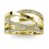 CARALI / MYC Paris - Criss Cross Ring - Gold and Crystal: 56