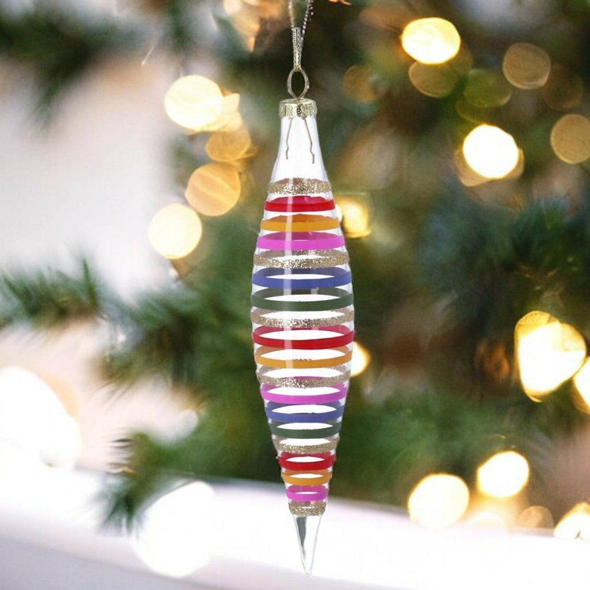 Rainbow Glass Droplet Bauble.