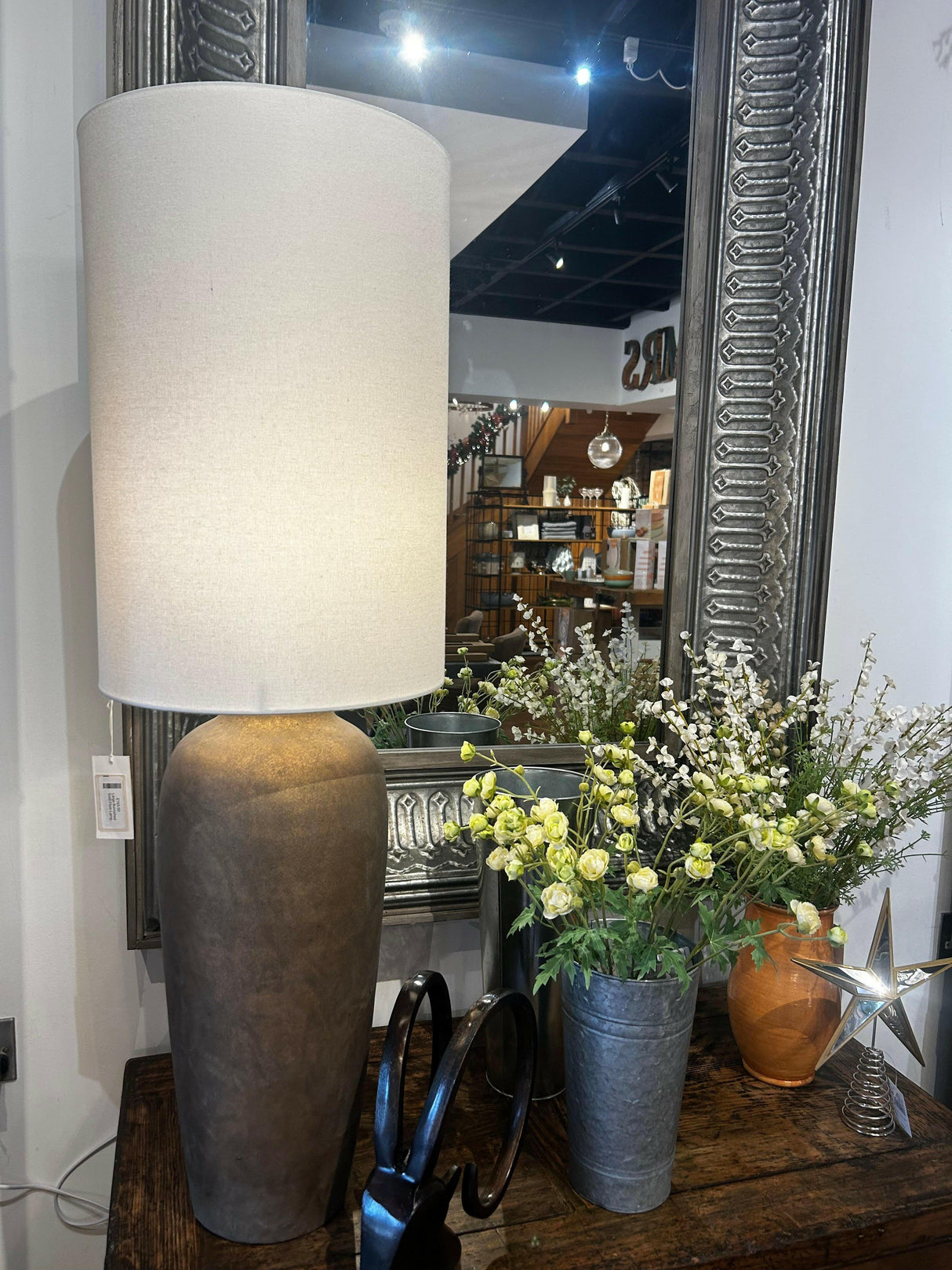 Large Burnished Gold Floor Lamp.