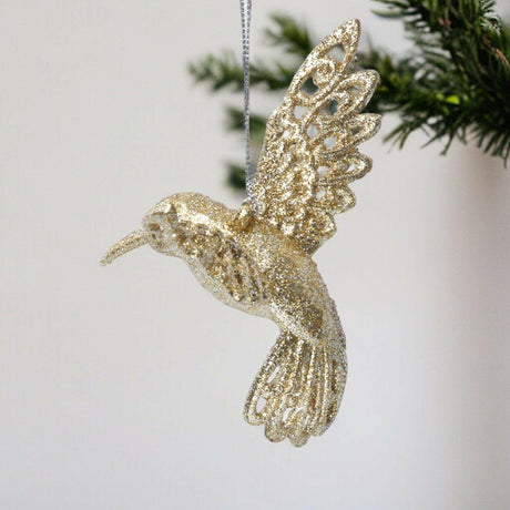 Gold Sparkling Hunmingbird Bauble.