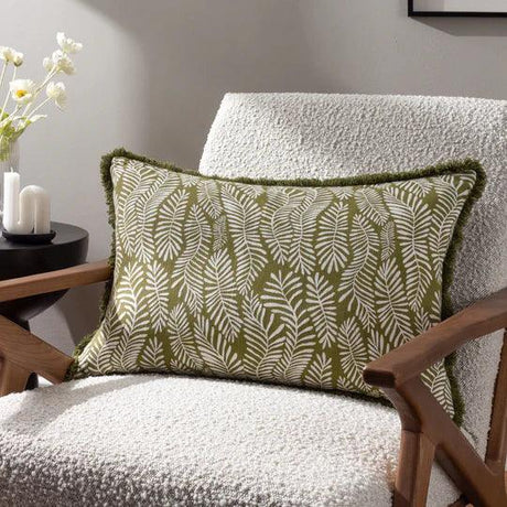 Frond Cushion in Olive.