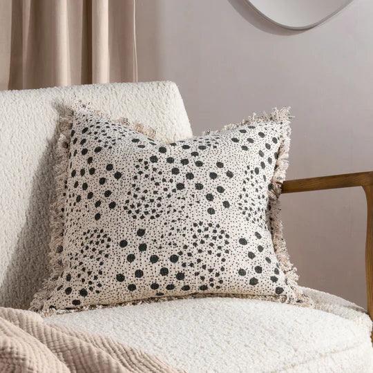 Hara Woven Fringed Cotton Cushion Lichen.