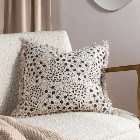Hara Woven Fringed Cotton Cushion Lichen.