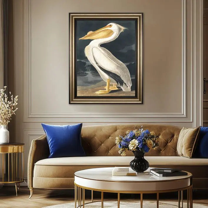 White Pelican Framed Canvas