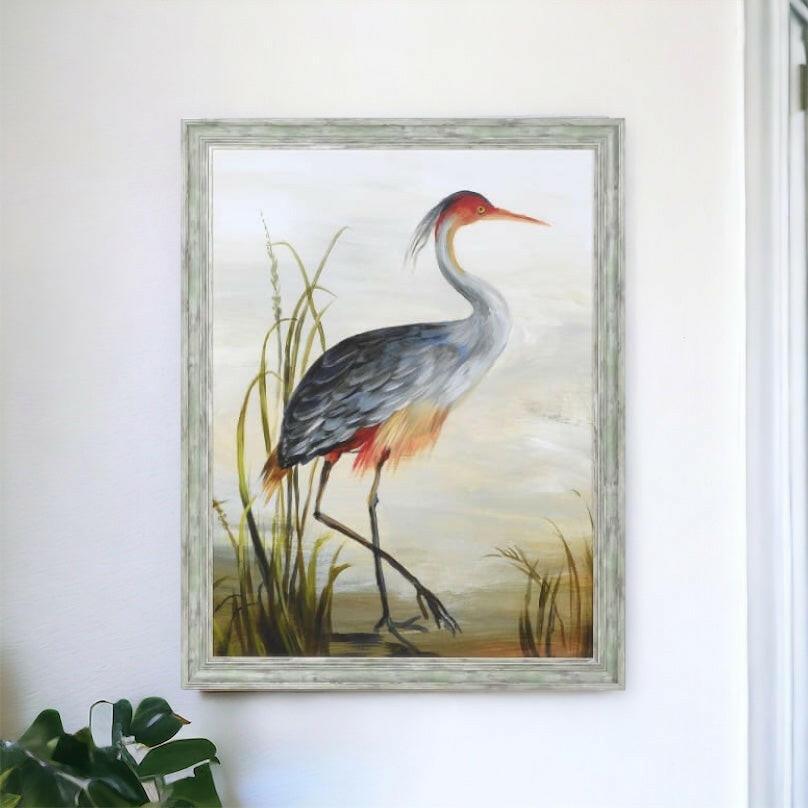 Large Framed Heron Picture.