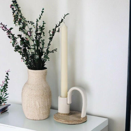 Rustic Stoneware Candle Holder.