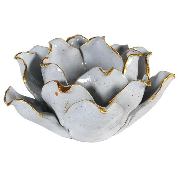 Grey and Gold Ceramic Candleholder.