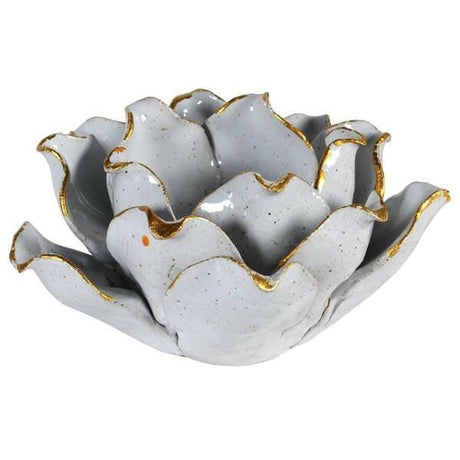 Grey and Gold Ceramic Candleholder.