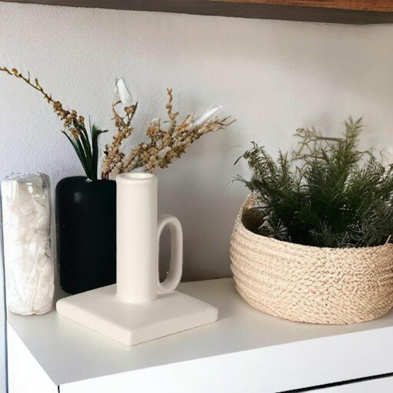 Cream Ceramic Candle Holder.
