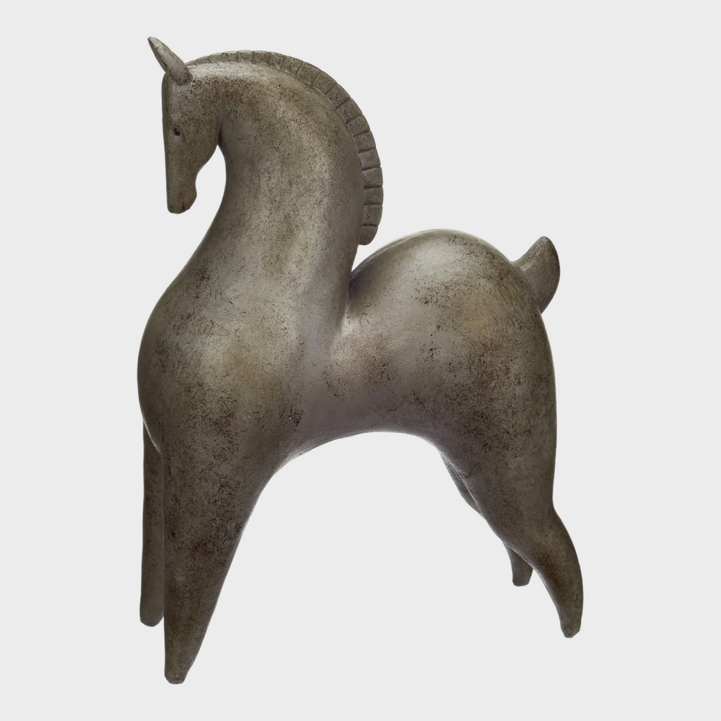 Dark Grey Resin Horse Sculpture