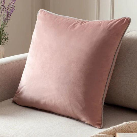 Meridian Velvet Cushion Blush/Grey.