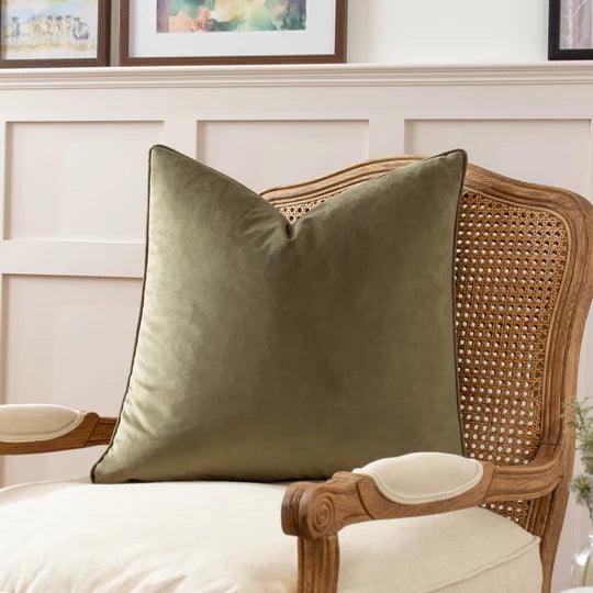 Opulence Soft Velvet Cushion Khaki.