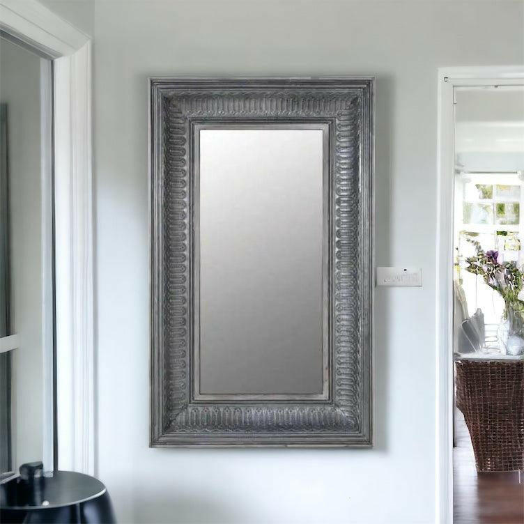 Large Antique Silver Wall Mirror.