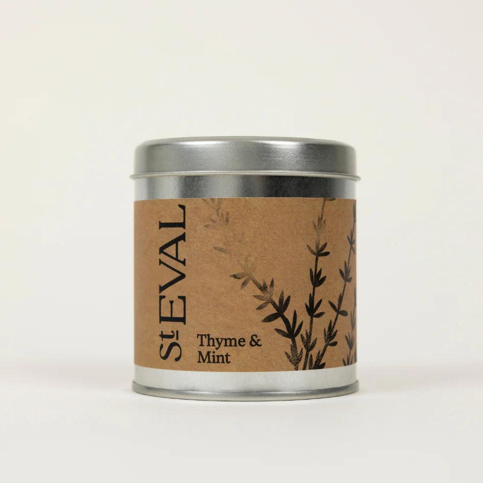 St Eval Thyme and Mint Scented Candle Tin.