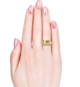 CARALI / MYC Paris - Criss Cross Ring - Gold and Crystal: 56